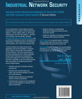 Back cover of blue book: Industrial Network Security, 2nd Edition; barcode visible.