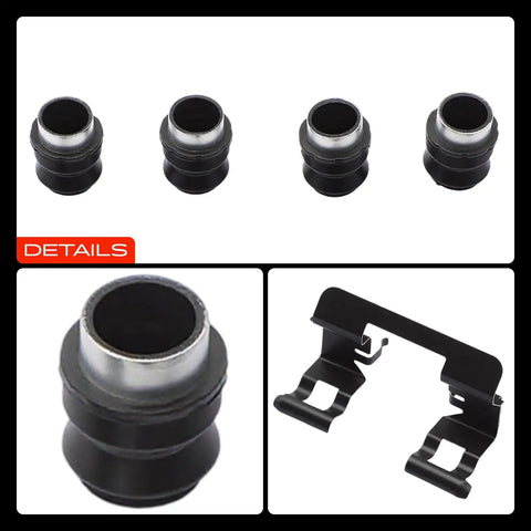 A-Prime Front Disc Brake Hardware Kit For Chevy Silverado Tahoe Avalanche Suburban And Gmc Sierra With Rear Drum Brakes 2005 2006 2007 Plus Compatible Parts Ready To Go, four black dust boots and spring clip