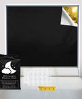 Portable 100 Percent Blackout Window Curtain Shade For Bedroom And Living Room Light Blocking Drapes That Darken Rooms Silver Insulated Back Reflects Heat Black And Silver with measuring tape and travel bag