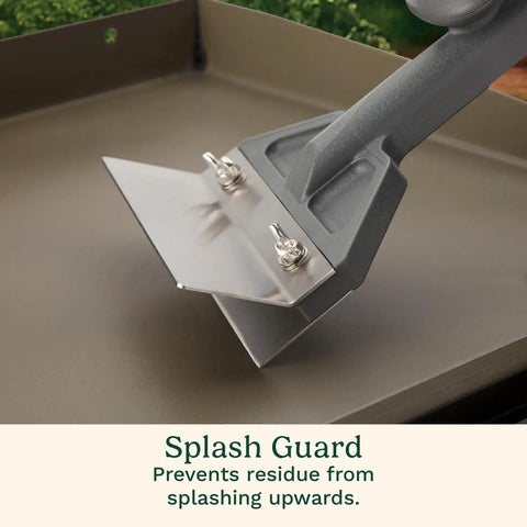 Beast Mode Heavy Duty Griddle Scraper With 6 Inch Stainless Steel Blade Ergonomic Handle And Splash Guard For Easy Cleaning of Flat Top Grills