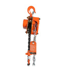 Prowinch 0.5 Ton Manual Chain Hoist 1100 Lb Capacity With 20 Ft Lifting Height G80 Black Tempered Steel Chain close-up view.