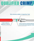 Pro Grade 180 Piece Barrel Style Connector Pins And Sockets Kit showing crimp detail with wire strands in inspection hole