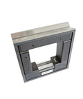 Heavy Duty Square Spirit Level Featuring Crisp Bubble Chambers For Dead Straight Alignment And Fast Cross Angle Checks. Top view showing sturdy design.