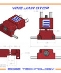 Premium Industrial Milling Vise Jaw Stop With Hardcore Hardened Work Pin slick side to side adjustment, CAD design and dimensions.