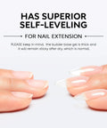 Close-up of nails showing Builder Base Clear Gel Kit For Nails Sheer Color Gel Reinforcement Lacquer Hema Free Cruelty Free Vegan Kit