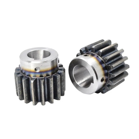 Premium Heavy Hitting 2 Piece 2.5 Modulus Spur Gear Motor Pinion Set Featuring Step Keyway And Shoulder Design Hardened Steel