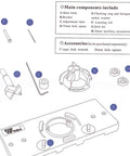 Professional 35mm Hinge Drilling Jig Plus 35mm Forstner Bit Set For Cabinet Door Installation parts diagram showing components and accessories.