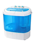 Heavy Duty Mini Compact Washing Machine Twin Tub Top Load Washer Portable Spinning Combo, blue and white design, 22.7x22.1x14.6 in