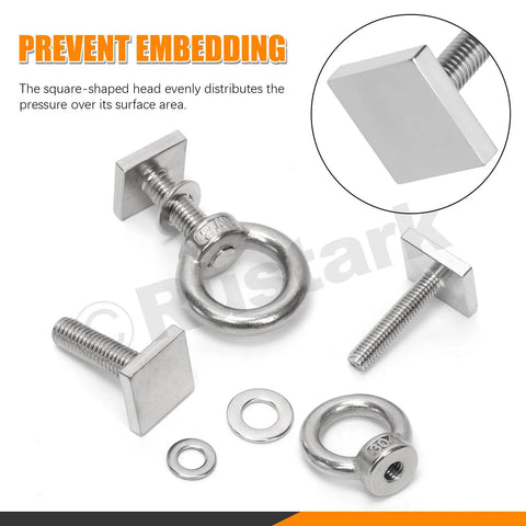 18 Piece M6 T Track Mount Tie Down Anchor Kit 304 Stainless Steel T Slot Bolts With Eye Bolts for secure roof rack mounting