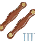 Knockout Coconut Brown Fibre Leather Cabinet Pulls 2 Pack Slick Drawer Handles for Kitchen Bathroom Furniture Upgrades