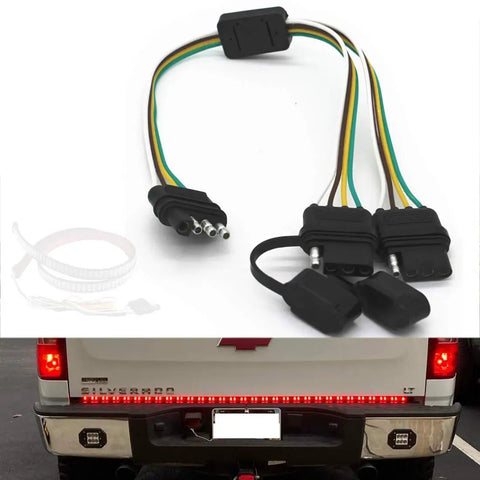4 Way Y Splitter Harness for Trailer Lights and Tailgate Light Bars Plug And Play 4 Pin Connector Extension Wiring Kit shown installed