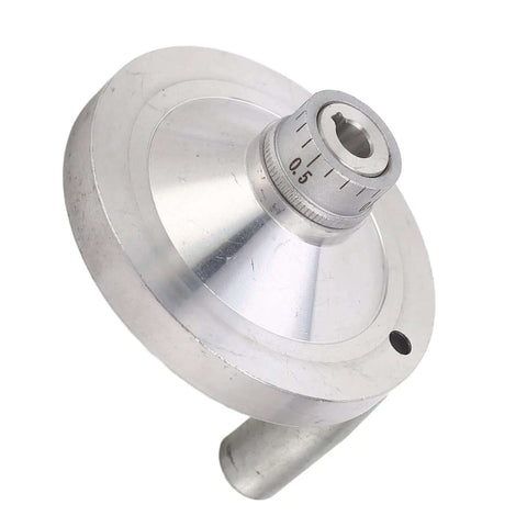 Aluminum Alloy Hand Wheel Crank With 0-1mm Scale, 80mm Diameter, shown with clear precision markings and smooth design