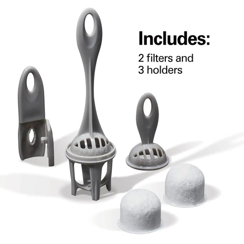 Charcoal Water Filter Replacement Pods With Handle, 2 Pack, Improves Coffee Flavor by Removing Chlorine, Impurities, Calcium and Odors