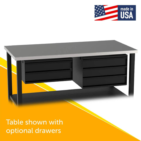 Rock Solid Metal Fabrication Prep Table for Classrooms and Shops, 60 inch long by 30 inch deep by 36 inch high, with optional drawers