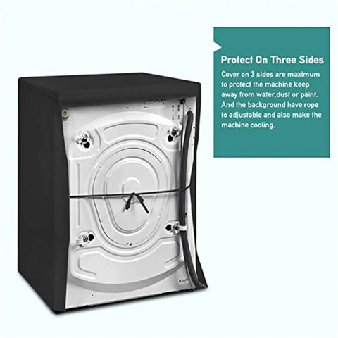Front Loading Washer And Dryer Cover, Heavy Duty Oxford Fabric Waterproof Dustproof Shield, Black 1 Pack covering back