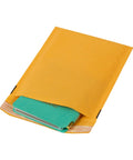 Kraft Bubble Mailers 6x9 Inches Size 0 Self Sealing Manila Mailers Pack Of 25 with book inside, showing cushioned lining and seal