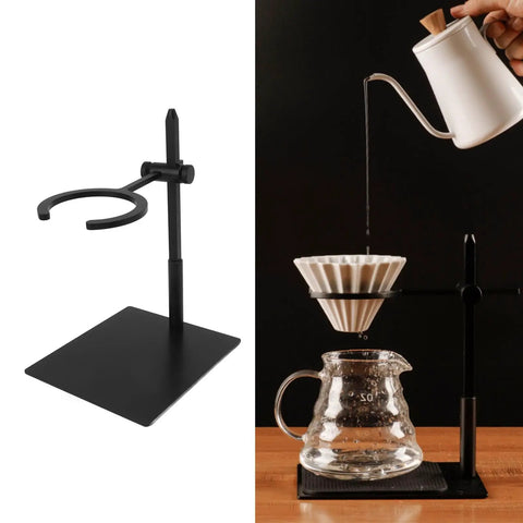 Heavy Duty Aluminum Pour Over Coffee Stand Adjustable Height And Angle Portable Dripper Holder for smooth brewing setup.