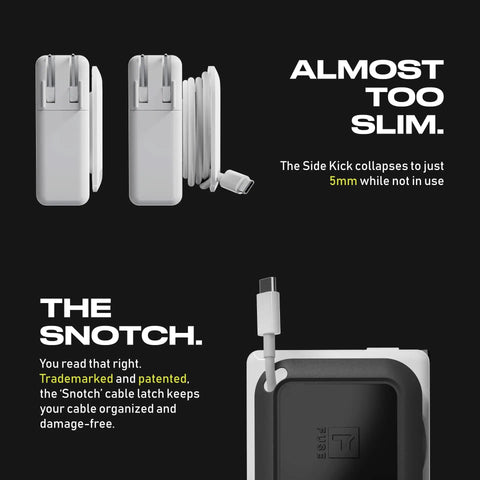 The Side Kick Collapsible Charger Organizer And Travel Accessory For USB C Cords And MacBook And PC Chargers Cable Management White
