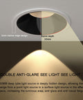 Heavy Duty 7W Led Recessed Downlight Bundle With Crisp CRI95 Glow And Anti Glare Shield In A Slim 3.3 Inch Cutout showing barrel and edge design.