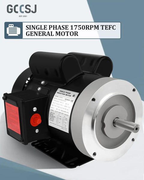 Beast 1.5HP Single Phase Air Compressor Motor With 1750 RPM 56C Frame Dual Voltage 115 230V Five Eighths Inch Shaft CW CCW TEFC IP55