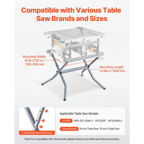 Heavy Duty Table Saw Folding Stand With 350 Lb Load Capacity, Rock Solid For Job Sites, Folds Flat Quick For Easy Stash, Universal Fit For Your Woodworking Rig