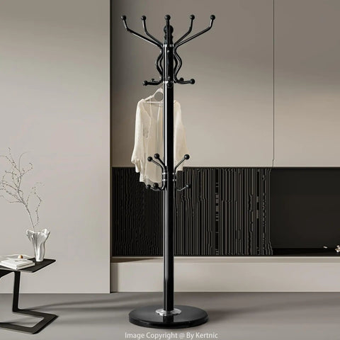Heavy Duty Freestanding Coat Rack With 18 Sturdy Hooks And Marble Base For Entryways And Hallways Boss Level Stability for home.