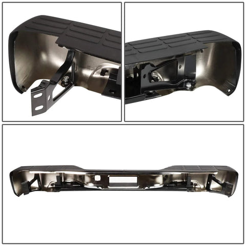 DNA Motoring rear step bumper with license plate lights, chrome-black finish, fits 99-06 Silverado/Sierra 1500/2500