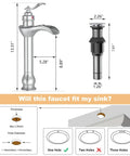 Diagram of Chrome Vessel Sink Faucet With Waterfall Spout Pop Up Drain Supply Hose And Single Handle Lavatory Mixer Tap