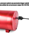 Close-up of a 90 To 120 PSI Air Pressure Switch 1 Quarter NPT Controller installed on a red air compressor tank.