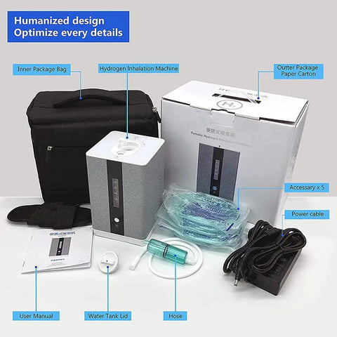 Portable 2 In 1 Hydrogen Inhaler And Water Generator For Home Car Travel With 99.99 Percent Purity H2 Includes Components