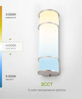 18 Inch Vanity Light Bar Flush Mount For Bathrooms, Dimmable, 3 CCT Colors 3000K To 5000K, Nickel Finish, Wall Sconce