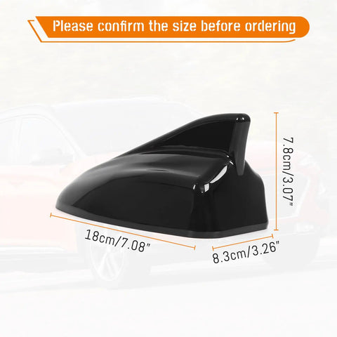 Shark Fin Roof Antenna Cover For Hyundai Kona 2018 2019 2020 2021 2022 2023 And Kia Sorento 2019 2020 Glossy Black With Chip Antenna Topper Cap Replacement Dope Sleek Exterior Trim Upgrade And Durable Fit 96210-J9300 shown with dimensions