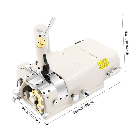 Leather Skiving Machine 1200RPM Electric Heavy Duty Cast Iron Thinning Tool for Leather Felt and Plastics, beige body, side view.