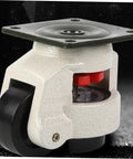 Heavy Duty Swivel Leveling Casters Set, 3 Inch, Flat Base, Adjustable Industrial Workbench Wheels for Material Handling and Equipment Transport, Anti Skid Stable Base, Easy Install Furniture Caster Wheels with white body and black wheel