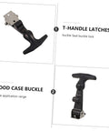 Two Pack Elastic Draw Latches With T-Handle Catch for Machines and Vehicles, shown in black rubber and stainless steel.