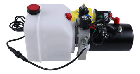 3 Quart Double Acting Hydraulic Pump 12V DC4442 For Dump Trailers And Tipper Systems Hydraulic Jacks Lift Tables Dump Bodies Leveling Equipment And Power Units, side view