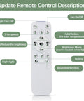 Remote control for Remote LED Ceiling Fan With Light Kit 40W Dimmable, Modern Convenience, functions labeled.