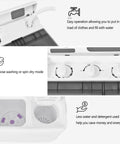 Control panel of the Straight Up A Smooth Portable Washing Machine With Twin Tub Layout showcasing dials and drainage hose.