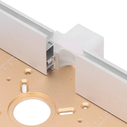 Close-up of Premium Router Lift System Aluminum Alloy Upgrade, showcasing precise lift bracket for woodworking use.