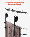 Heavy Duty Sliding Barn Door Hardware Kit for 36 to 40 Inch Doors, 330 Lbs Capacity, shown with black track and rollers
