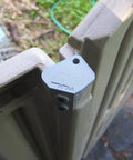 Upgraded Heavy Duty Right Hinge With Knockout Steel Core For Rubbermaid 5L40 Slide Lid Resin Shed Door Replacement Parts, close-up view.