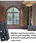 Six Piece 3 Inch High End Stainless Steel Mini Hinges With 36 Screws In Black Finish for windows and cabinets, shown in detail.