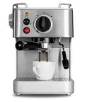 Automatic Espresso Machine With Milk Frother, 19 Bar Pressure, Steam Wand, Stainless Steel Body, brewing coffee into cup