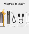 Rechargeable 1500 Lumen EDC Flashlight With 226 Meter Beam, IPX7 Waterproof Pocket Light With USB-C Cable, Lanyard, User Manual