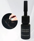 DIY Windshield Repair Kit for Auto Glass Crack Repair with Pro Resin bottle and application on cracked glass