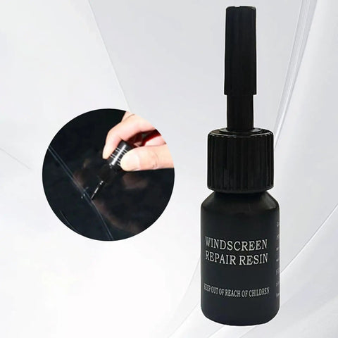 DIY Windshield Repair Kit for Auto Glass Crack Repair with Pro Resin bottle and application on cracked glass