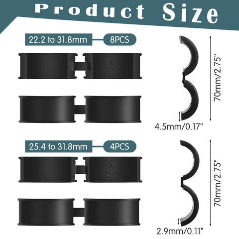 12 Pack Bike Handlebar Shim Gaskets Spacers 22.2/25.4 Mm to 31.8 Mm Non Slip Rubber Adapters Size Chart