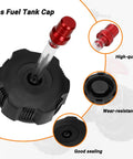 Gas Fuel Tank Cap With Vent Breather Tube For 50cc To 125cc ATV Quad Fits Tao Tao Coolster Roketa Sunl Kazuma Baja And Other Chinese Brand ATVs Easy Install Dope Replacement shown close-up with sealing features.