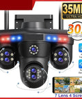 Prograde Wireless Security Camera With 35MP Resolution And 10X Optical Zoom Featuring Smart AI Human Detection Rock Solid 360 Degree PTZ Control No Fuss Remote Viewing For Tough Daily Monitoring And Ultimate Peace Of Mind, front view with multiple lenses and lights.