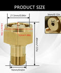 Brass Acetylene Adapter CGA520 to CGA200 for Regulator and Cylinder Fittings with size dimensions shown.